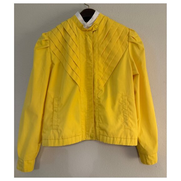 Vintage 70s Retro Bright Yellow Spring Jacket Lightweight Medium - Picture 3 of 9